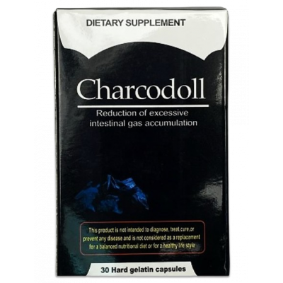 CHARCODOLL FOR GUT BLOATING ( CHARCOAL + GINGER ROOT TXTRACT ) DIETARY SUPPLEMENT 30 HARD GELATIN CAPSULES